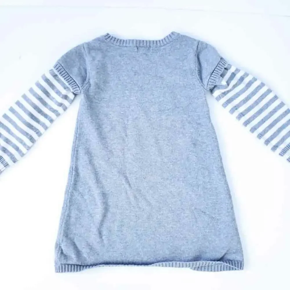 Old Navy Sweater Dress Heart Stripes Small Gray Girls Dress Stripe
